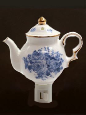 Porcelain Floral Teapot Night Light With Gift Box